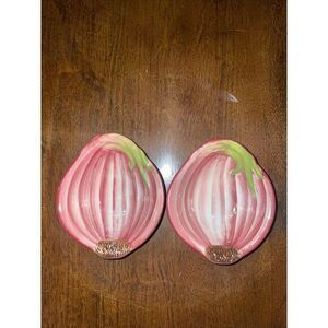 2 Williams-Sonoma, Ceramic Spice Dipping Finger Bowl Cup Red Onion‎ Design
